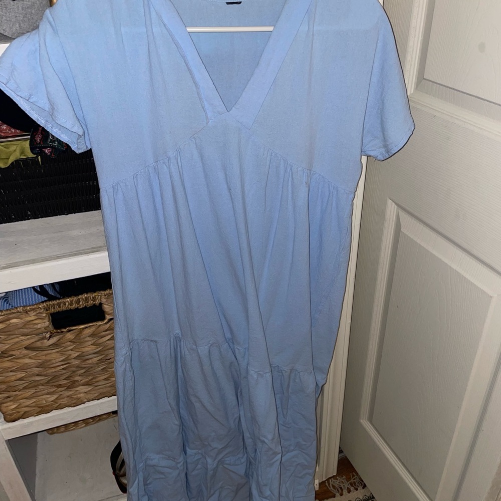 Baby Blue Long Tiered Dress